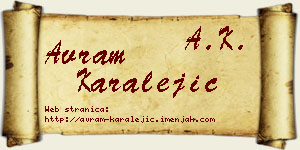 Avram Karalejić vizit kartica